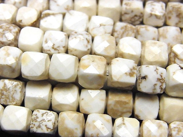 [Video] High Quality! Magnesite Cube Shape 6x6x6mm 1strand beads (aprx.15inch / 36cm)