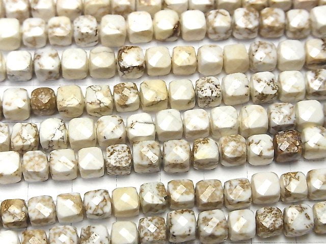 [Video] High Quality! Magnesite Cube Shape 6x6x6mm 1strand beads (aprx.15inch / 36cm)