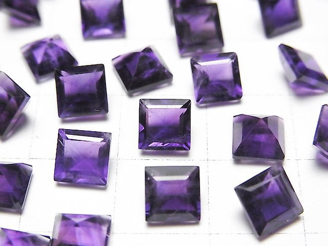 [Video] High Quality Amethyst AAA- Loose stone Square Faceted 6x6mm 4pcs