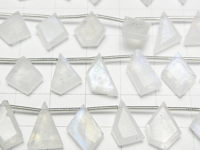 [Video] High Quality Rainbow Moonstone AA++ Rough Slice Faceted 1strand (15pcs)