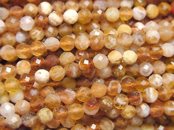 [Video] High Quality! Brandy Opal Faceted Round 4mm 1strand beads (aprx.15inch / 37cm)