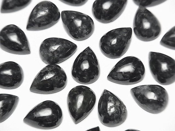 [Video] Burma Black Jadeite AAA- Pear shape Cabochon 14x10mm 1pc
