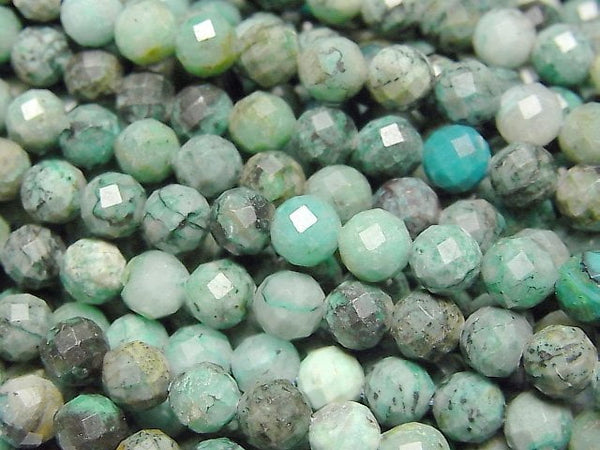 [Video] High Quality! Chrysocolla Inquartz Faceted Round 6mm 1strand beads (aprx.15inch / 37cm)