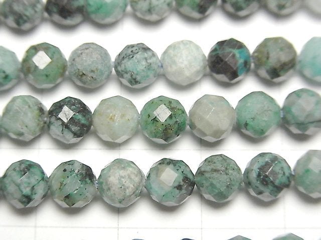 [Video] High Quality! Chrysocolla Inquartz Faceted Round 6mm 1strand beads (aprx.15inch / 37cm)