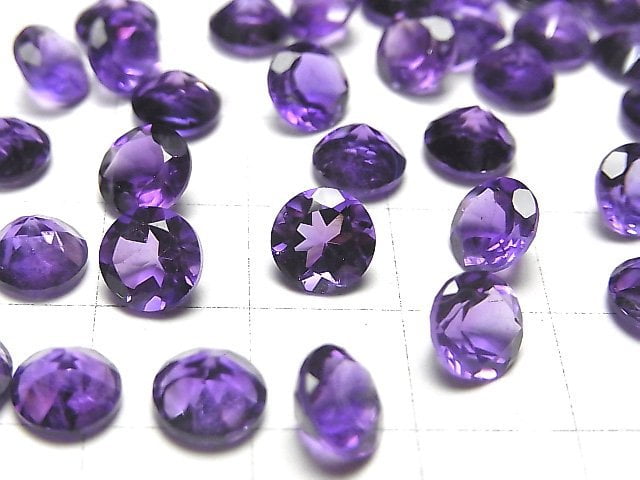 [Video] High Quality Amethyst AAA Loose stone Round Faceted 7x7mm 3pcs
