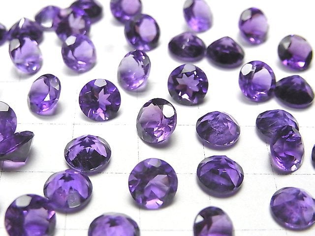 [Video] High Quality Amethyst AAA Loose stone Round Faceted 7x7mm 3pcs