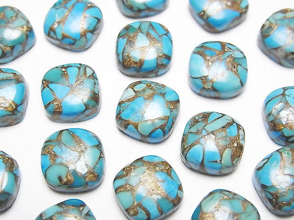[Video] Blue Copper Turquoise AAA Square Cabochon 10x10mm 2pcs