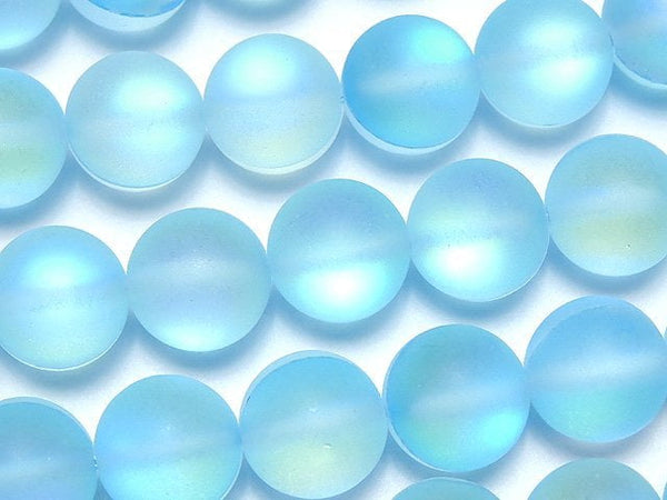 Frost Aqua Blue Luna Flash Round 10mm 1strand beads (aprx.14inch/35cm)