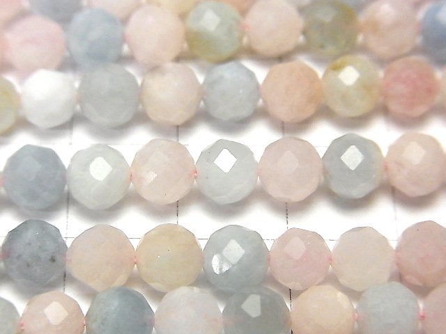 High Quality! Beryl Mix (Multicolor Aquamarine) AA 64Faceted Round 6mm half or 1strand beads (aprx.15inch / 37cm)