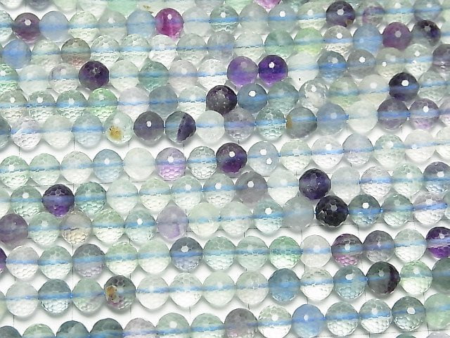 [Video] High Quality! Multicolor Fluorite AAA- 128Faceted Round 6mm 1strand beads (aprx.15inch / 38cm)
