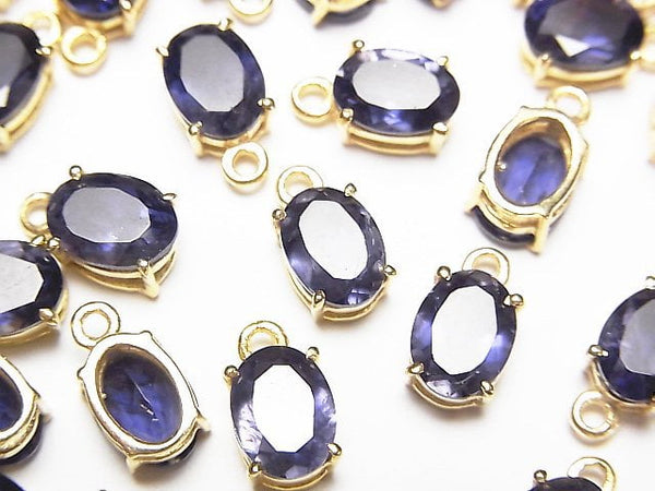 High Quality Iolite AAA Bezel Setting Oval Faceted 8x6mm 18KGP 1pc