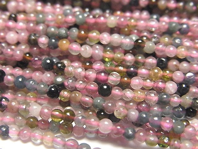 [Video] Multicolor Tourmaline AA++ Round 2mm 1strand beads (aprx.15inch / 36cm)