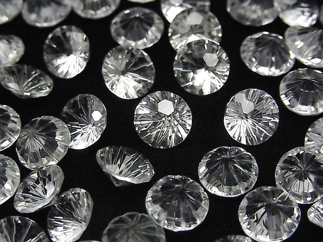 [Video] High Quality White Topaz AAA Carved Round Faceted 8x8mm 3pcs