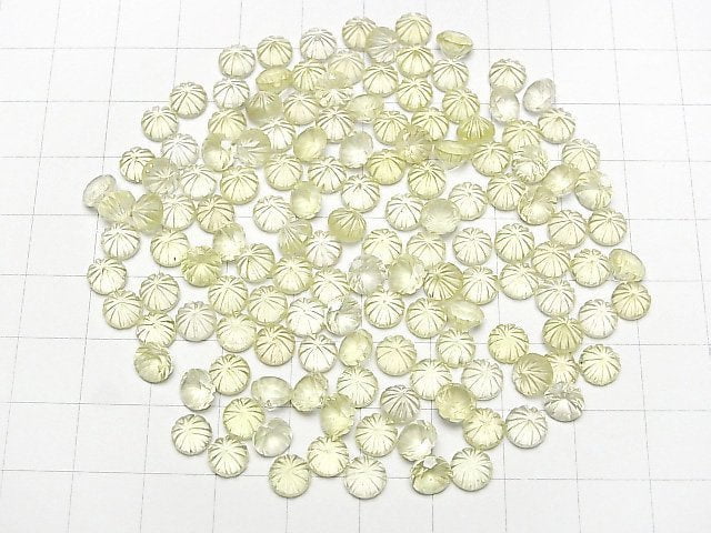 [Video] High Quality Lemon Quartz AAA Carved Round Faceted 6x6mm 5pcs