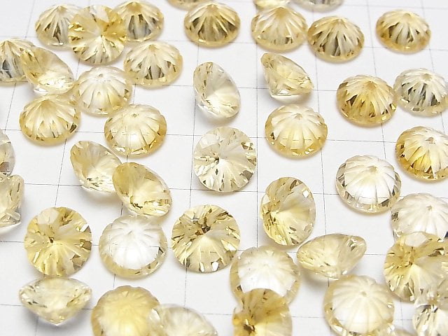 [Video] High Quality Citrine AAA Carved Round Faceted 10x10mm 2pcs