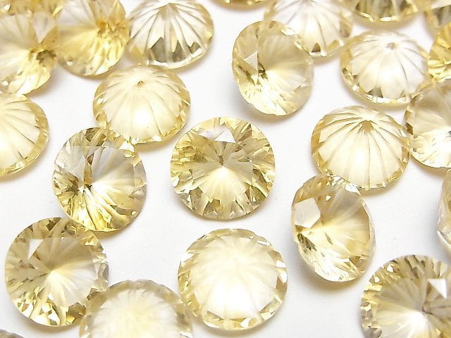 [Video] High Quality Citrine AAA Carved Round Faceted 12x12mm 1pc