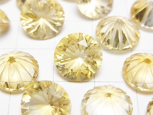 [Video] High Quality Citrine AAA Carved Round Faceted 12x12mm 1pc