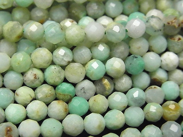 [Video] High Quality! Base Rock included Chrysoprase AA Faceted Round 4mm 1strand beads (aprx.15inch / 36cm)