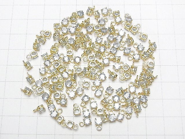 [Video] High Quality Sky Blue Topaz AAA Bezel Setting Round Faceted 4x4mm 18KGP 2pcs
