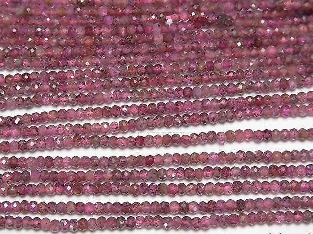 [Video] High Quality! Pink Tourmaline AA Faceted Button Roundel 3x3x2mm 1strand beads (aprx.15inch / 37cm)