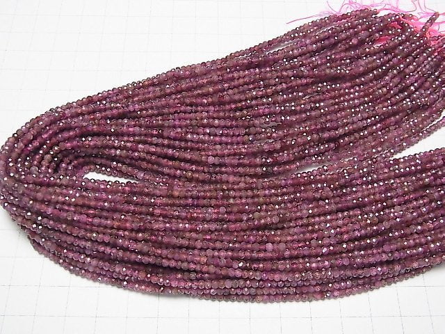 [Video] High Quality! Pink Tourmaline AA Faceted Button Roundel 3x3x2mm 1strand beads (aprx.15inch / 37cm)