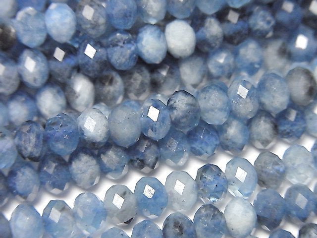 [Video]High Quality! Deep Blue Aquamarine AA+ Faceted Button Roundel 6x6x4mm half or 1strand beads (aprx.15inch/37cm)