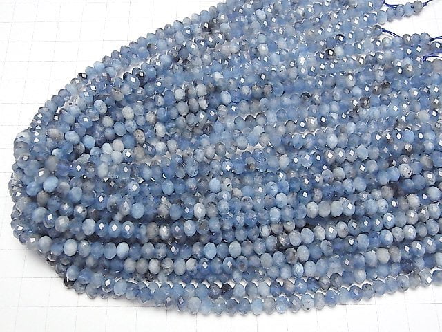 [Video]High Quality! Deep Blue Aquamarine AA+ Faceted Button Roundel 6x6x4mm half or 1strand beads (aprx.15inch/37cm)