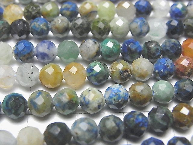 [Video] High Quality! Chrysocolla In Quartz Faceted Round 5mm 1strand beads (aprx.15inch / 37cm)