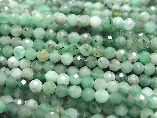 [Video] High Quality! Brazil Emerald AA++ Faceted Round 3mm half or 1strand beads (aprx.15inch / 36cm)