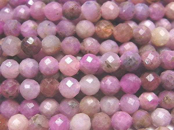 [Video] High Quality! Pink Sapphire AA Faceted Round 5mm half or 1strand beads (aprx.15inch / 37cm)
