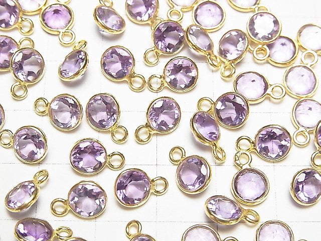 [Video] High Quality Amethyst AAA Bezel Setting Round Faceted 7x7mm 18KGP 3pcs