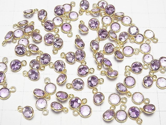 [Video] High Quality Amethyst AAA Bezel Setting Round Faceted 7x7mm 18KGP 3pcs