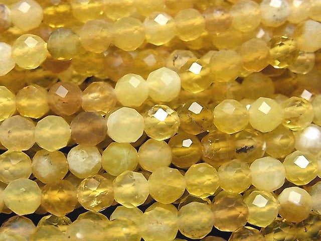 [Video] High Quality! Yellow Opal AA++ Faceted Round 5mm 1strand beads (aprx.15inch / 37cm)