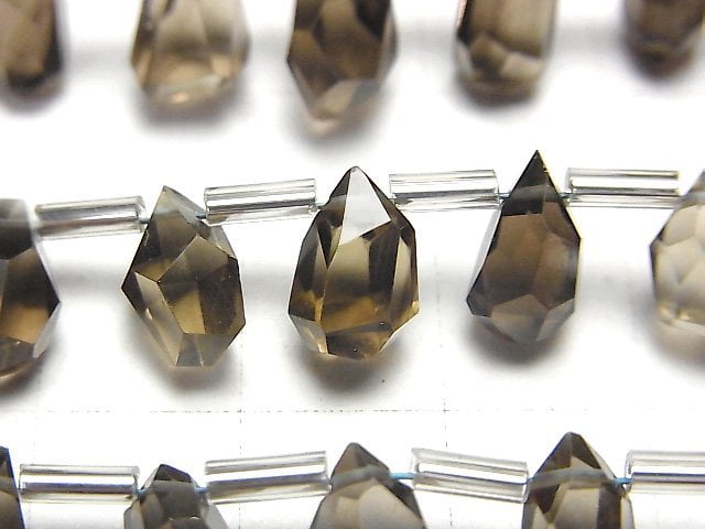 [Video] High Quality Smoky Quartz AAA- Rough Drop Faceted Briolette [S size] 1strand (18pcs)