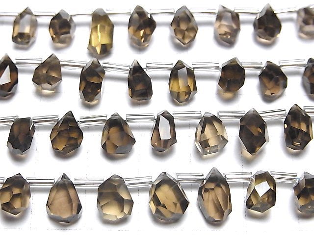 [Video] High Quality Smoky Quartz AAA- Rough Drop Faceted Briolette [S size] 1strand (18pcs)