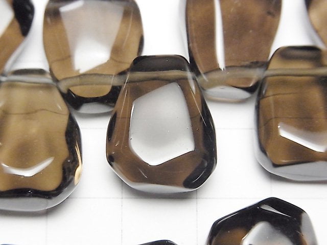 [Video]Smoky Quartz AAA- Faceted Nugget Top Side Drilled Hole half or 1strand beads (aprx.15inch/37cm)