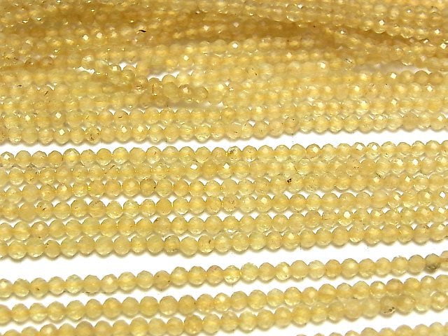 [Video] High Quality! Yellow Apatite AA Semi Faceted Round 2.5mm 1strand beads (aprx.15inch / 37cm)