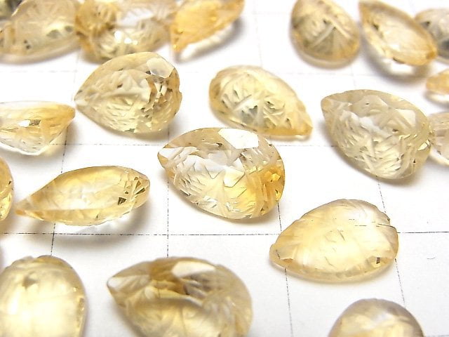 [Video] High Quality Citrine AAA Carved Pear shape Faceted 12x8mm 2pcs
