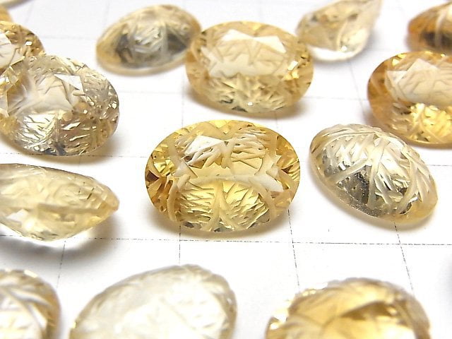[Video] High Quality Citrine AAA Carved Oval Faceted 14x10mm 1pc