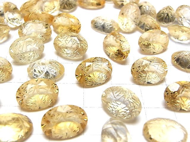 [Video] High Quality Citrine AAA Carved Oval Faceted 14x10mm 1pc