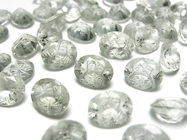 [Video] High Quality Green Amethyst AAA Carved Oval Faceted 10x8mm 3pcs