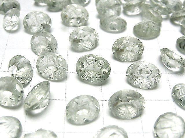 [Video] High Quality Green Amethyst AAA Carved Oval Faceted 10x8mm 3pcs