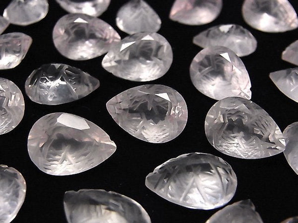 [Video] High Quality Rose Quartz AAA Carved Pear shape Faceted 14x10mm 2pcs