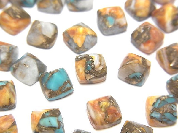 [Video] Oyster Copper Turquoise AAA Sugarloaf Cut 6x6mm 3pcs