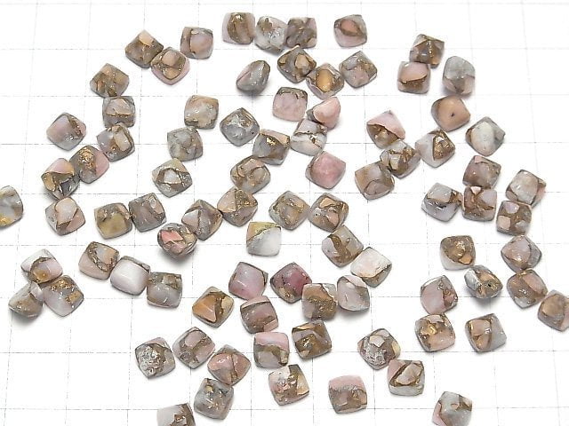 [Video] Copper Pink Opal AAA Sugarloaf Cut 6x6mm 3pcs