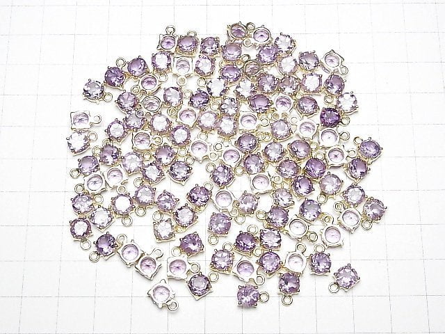 [Video] High Quality Amethyst AAA Bezel Setting Round Faceted 6x6mm 18KGP 2pcs