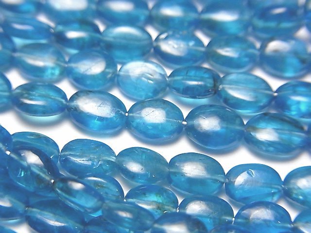 [Video] High Quality Neon Blue Apatite AA++ Oval half or 1strand beads (aprx.15inch / 36cm)