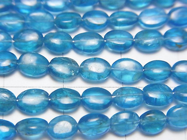 [Video] High Quality Neon Blue Apatite AA++ Oval half or 1strand beads (aprx.15inch / 36cm)
