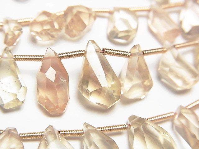 [Video] High Quality Oregon Sunstone AAA- Rough Drop Faceted Briolette 1strand beads (aprx.6inch / 16cm)