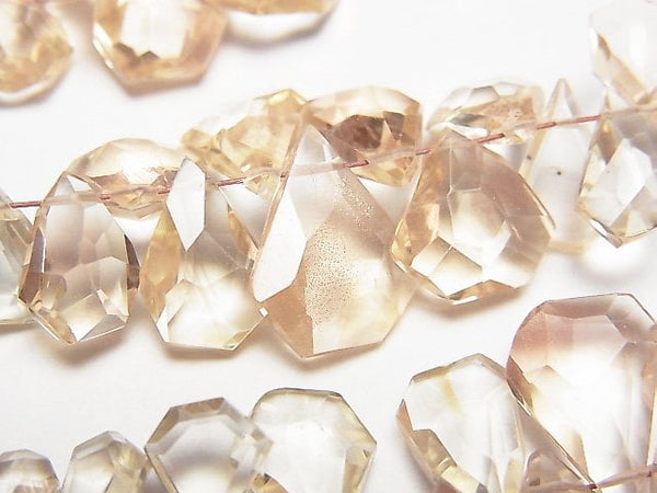 [Video] High Quality Oregon Sunstone AAA- Rough Slice Faceted 1strand beads (aprx.3inch / 8cm)